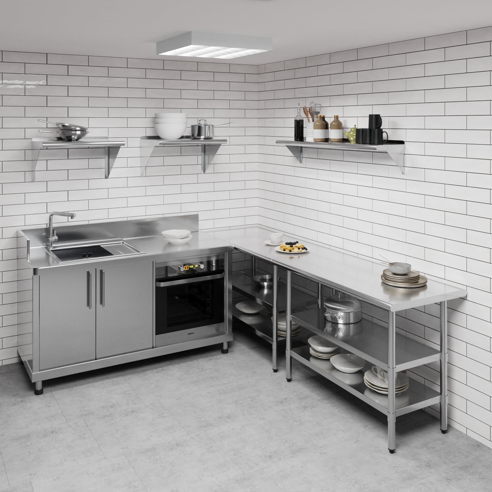 AmGood 10 in. x 48 in. Stainless Steel Wall Shelf | NSF Certified | Appliance & Equipment Metal Shelving | Kitchen, Restaurant, Garage, Laundry, Utility Room