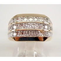 3Ct Round Cut Real Moissanite Men's Anniversary Ring 14K Yellow Gold Plated Silver