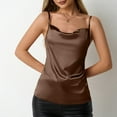 thumbnail image 4 of Women's Spaghetti Straps V Neck Satin Camisole Cami Tank Top Spring Summer Slim Fit Sleeveless Blouses, 4 of 8