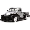 thumbnail image 2 of 1953 Chevrolet 3100 Pickup Truck Silver Metallic with Black Flames w/Extra Wheels "Just Trucks" 1/24 Diecast Model Car by Jada, 2 of 9