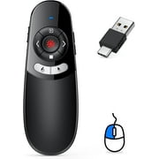 DINOSTRIKE 2 in 1 Type C and USB Presentation Clicker with Air Mouse Control, RF 2.4GHz Presenter Remote