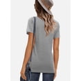 thumbnail image 2 of Womens Summer Casual Short Sleeve Tunics Tops Crew Neck Blouses Dressy Basic Shirts, 2 of 6