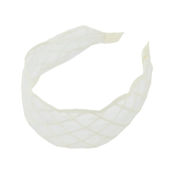 1 Pc Fashion Elegant Vintage Lace Wide Grid Hairband for Women for Girls White