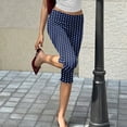 thumbnail image 5 of Women Y2K Fold Over Capri Leggings Elastic High Waist Knee Length Stretch Yoga Pants Slim Fit Going Out Crop Trouser, XL, 5 of 8