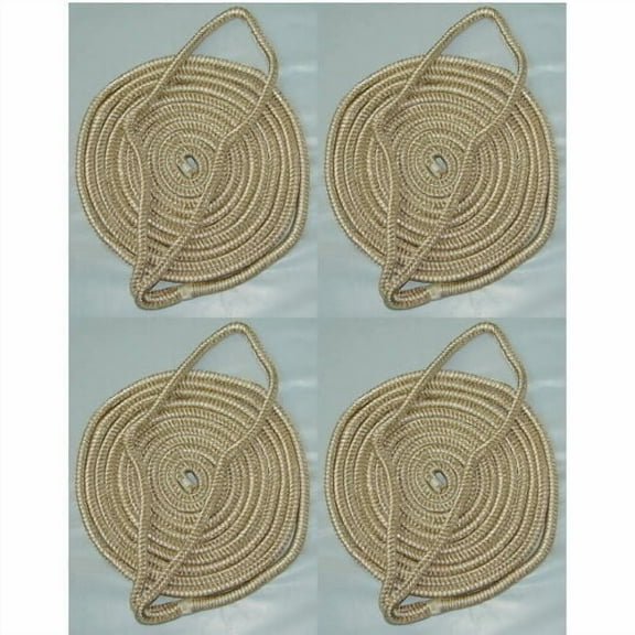 4 Pack of 1/4 Inch x 6 Ft Gold & White Double Braid Nylon Fender Lines for Boats