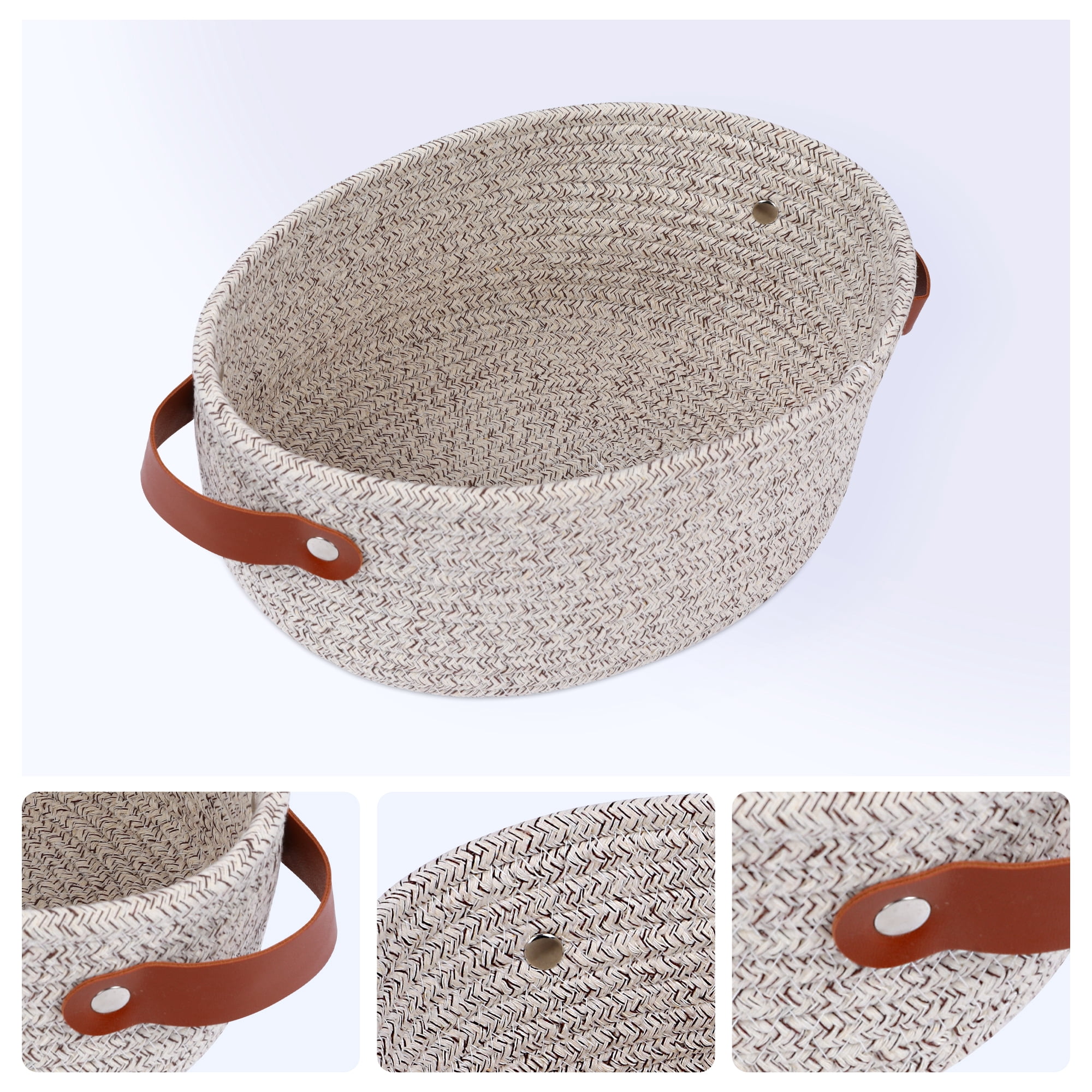 Unique Bargains 3Pcs Woven Storage Basket Anthracite 11.8*9.1*4.7in