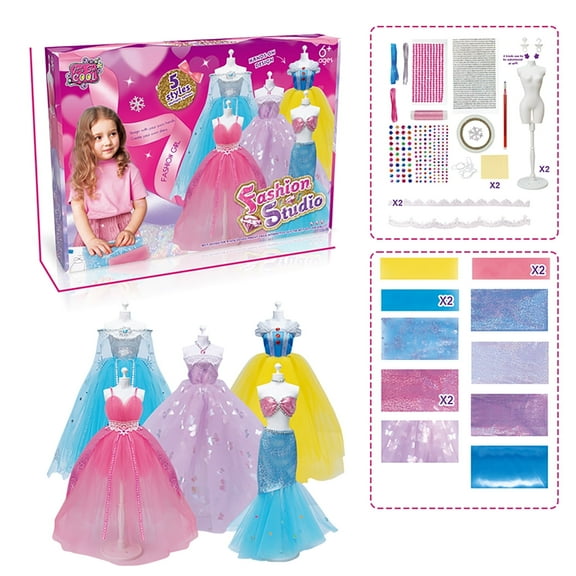 Adofi Fashion Designer Kit for Girls with 5 Mannequins, Sewing Kit for Girls Aged 6-12, Creativity DIY Arts & Crafts Kit for Kids, Toys for Girls 3 6 Years
