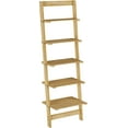 thumbnail image 3 of 5-Tier Ladder Shelf - 50-Inch Narrow Leaning Bookshelf - Wooden Bookcase for Living Room, Bathroom, Kitchen, Office, or Bedroom Furniture (Oak), 3 of 7