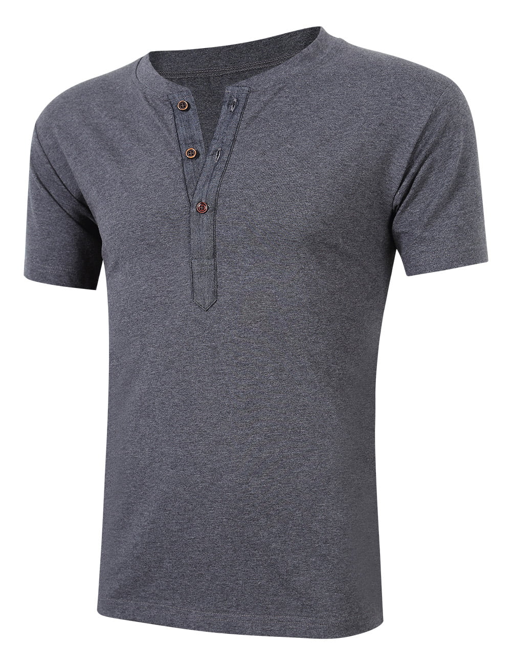 Generic - Men Cotton Short Sleeve Slimming Classic Henley T-shirt Grey ...