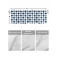 thumbnail image 2 of Kitchen Valances for Window, Navy Blue Gray White Diamond Light Filtering Rod Pocket Valance Curtain, Abstract Geometric Check Short Curtains Window Topper for Bedroom Bathroom Living Room 54x18in, 2 of 9