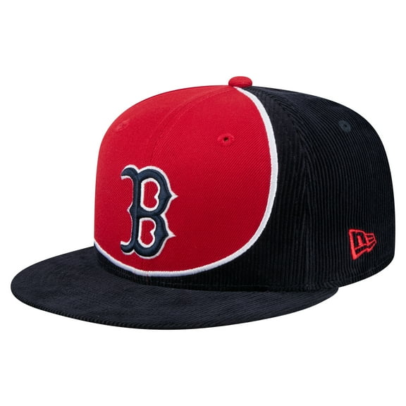 Men's New Era Navy/Red Boston Red Sox Retro Split Corduroy Snapback Hat