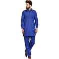 thumbnail image 1 of Royal Kurta Men's Cotton Linen Pathani Kurta And Salwar Set (40, Royal Blue), 1 of 1