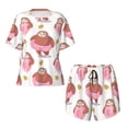 thumbnail image 5 of "Wukai Sloth with Donuts1 Women's Pajama Set - Short-Sleeve Top and Shorts with Elastic Waistband and Pockets for Loungewear, Yoga, and Casual Wear-4X-Large, 5 of 8