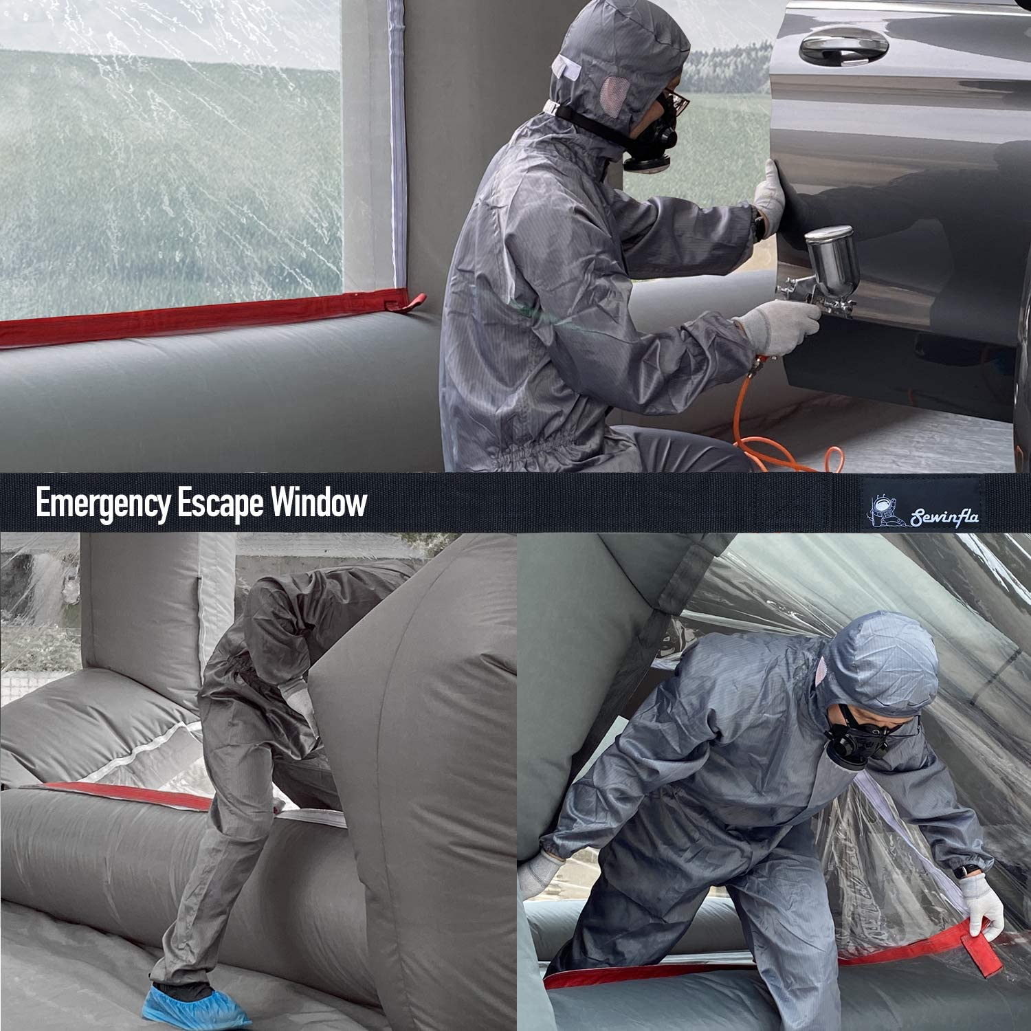 Sewinfla Inflatable Paint Booth 26x15x10Ft with Blowers Professional Inflatable Spray Booth Portable Car Painting Booth Tent for Car Garage Upgrade More Durable with Air Filter System