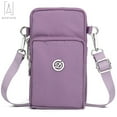 thumbnail image 2 of Gustave Nylon Crossbody Cell Phone Bag for Women, Mini Shoulder Handbag Wallet Card Hold Purse Adjustable Armband Phone Bag for iPhone 12 11 Pro Max XR XS X Galaxy Huawei, Purple, 2 of 11