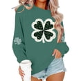 thumbnail image 5 of ClodeEU Womens Saint Patrick‘s Day Crewneck Sweatshirt, Long Sleeve Casual Pullover Green 23,Womens Plus XL, 5 of 6