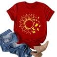 thumbnail image 4 of Outfmvch Tops for Women Trendy Spring Tops for Women 2024 Womens Tops Shirts for Women Sunflower Summer T Shirt Plus Size Loose Blouse Short Sleeve Graphic Casual Tees Polyester Spandex Red M, 4 of 5