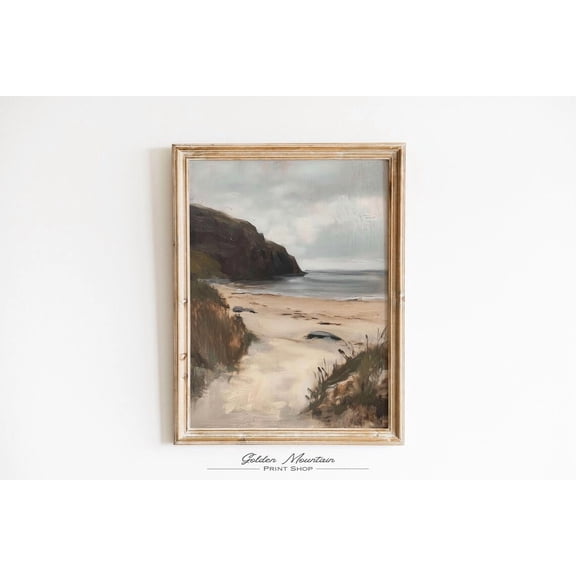 Moody Coastal, Vintage Dark Landscape, Neutral Coastal Wall Art Beach Poster, Summer Poster Ocean Poster Home Decor, 8x12 UNFRAMED