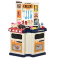 thumbnail image 1 of Qaba 64 PCS Kids Kitchen Role Play Cooking Toy Set, Educational Pretend Kitchen Playset Game, w/ Water Circulation, Spray, Music, Sound, Colorful Flashlight, for 3-6 Years Old, Beige+Blue, 1 of 10