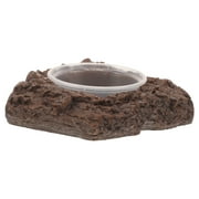 Gecko Easy to Clean Reptile Feeding Bowl Water Resin Rock Worm Feeder Dish Glass