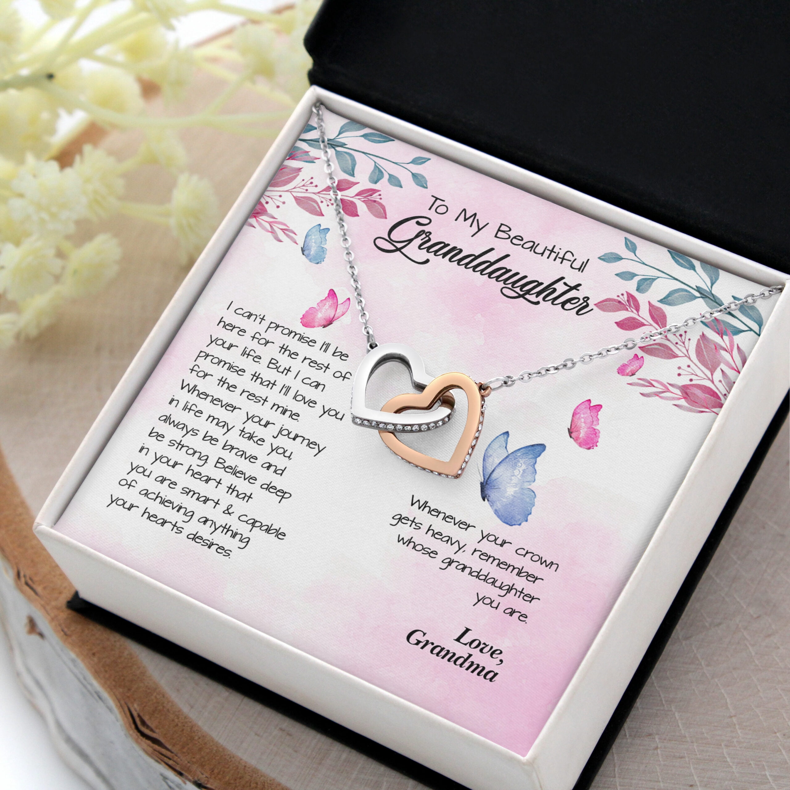 Sterling Silver & Freshwater Pearl Granddaughter Necklace - 18k Gold Plated With Cubic Zirconia, Adjustable 16-18" Chain, Includes Message Card & Luxury Gift Box | Birthday, Christmas Gift For Granddaughter