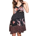 thumbnail image 2 of Bila Women's Sleeveless V-Neck Rayon Floral Print Asymmetrical Dress (Black, L), 2 of 4