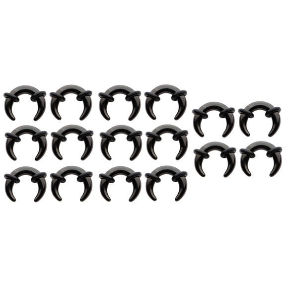 16pc set BLACK Acrylic U Shaped Pinchers 0g-14g septum ears