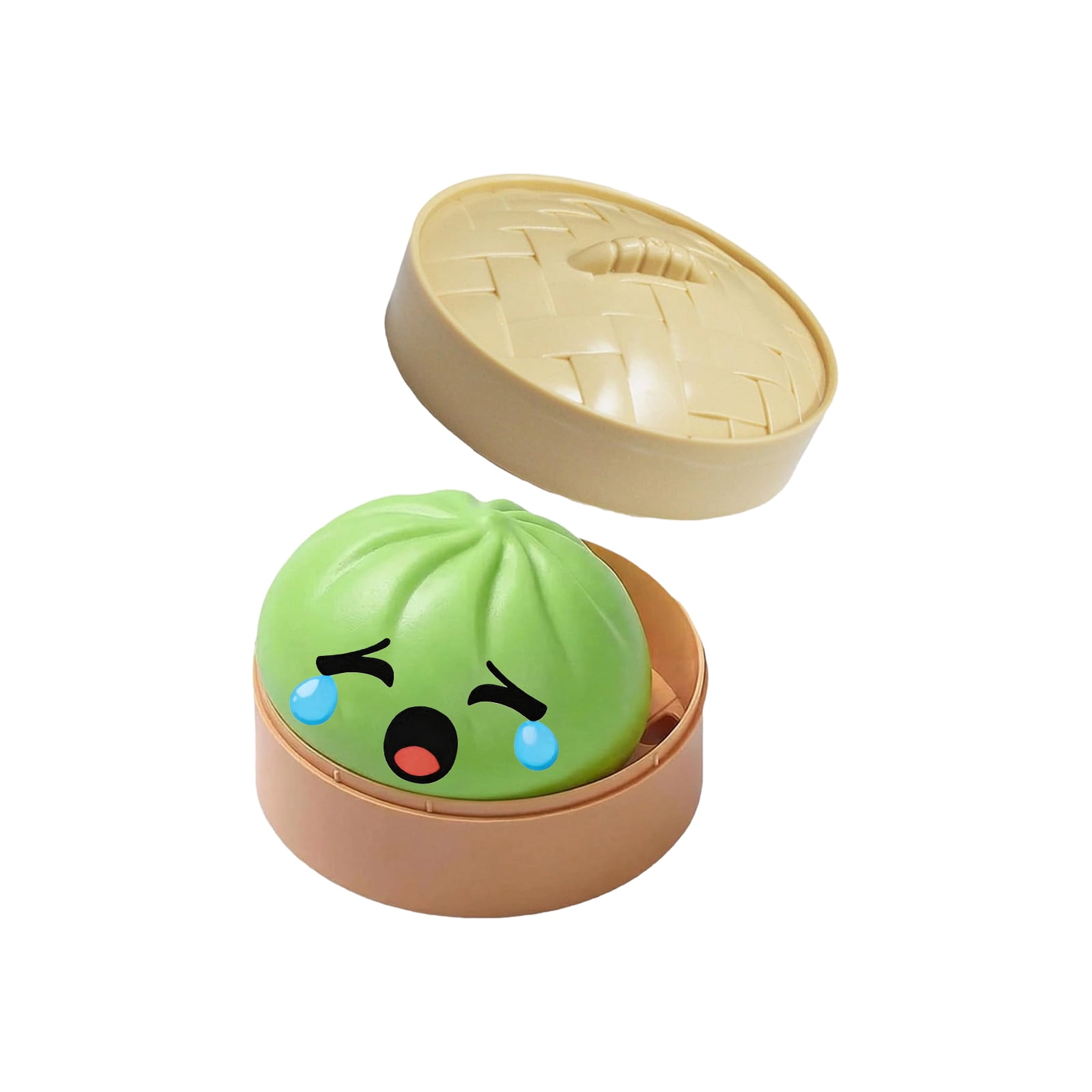 Glitter Colorful Dumpling Squishy, Cute Squishy Dumpling Large with Steamer, Squishy Dumpling Doll with Cute Expressions, Silicone Bun Sensory Fidget Dolls, Hand Pinching Decompression Dolls