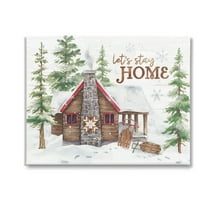 Stupell Industries Cozy Winter Cabin Phrase Landscape Painting Gallery Wrapped Canvas Art Print Wall Art, 30 x 24