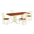 thumbnail image 2 of East West Furniture Napoleon 5-piece Wood Dining Set w/ Slatted Chairs in Cherry, 2 of 6