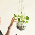 thumbnail image 3 of 1Pc Hanging Planter Disco Ball Decor, Disco Ball Planter, Plastic And Glass Hanging Disco Ball, Space-Saving Spherical Hanger With Metal Chain, For Indoor Outdoor, Plants, Makeup Brushes, Home Decor, 3 of 8