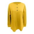 thumbnail image 4 of NMMUED Waffle Knit Tops for Women Womens Sweat Shirts Womens Long Sleeve Tops Crewneck Sweatshirts Women Sweat Shirts for Womens Fall Outfits Womens Fall Tops Yellow 3XL, 4 of 5