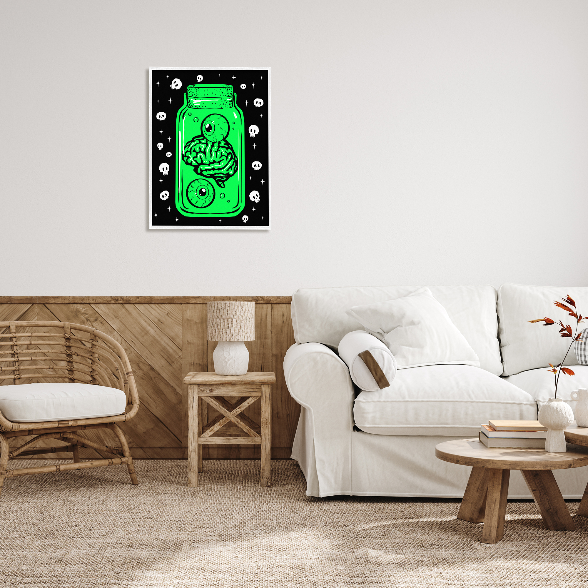 Stupell Industries Spooky Specimen Jar Holiday Painting White Framed Art Print Wall Art, 24 x 30