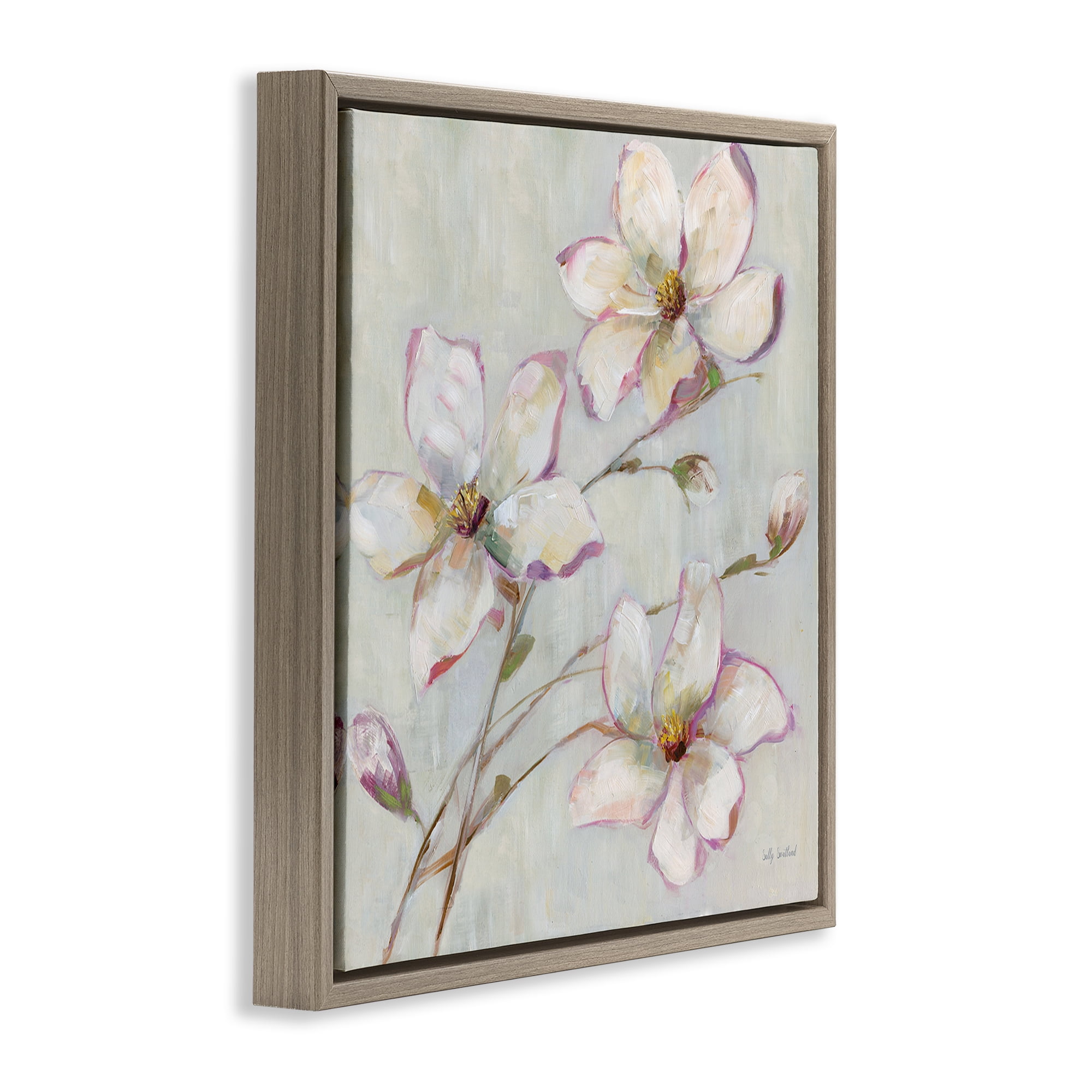 Stupell Industries Apple Blossom Botanicals Botanical & Floral Painting Brown Floater Framed Art Print Wall Art, 18 x 18
