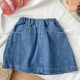 thumbnail image 5 of Girls Denim Skirt Summer Lightweight Casual A-Line Skirt with Stretch Waistband for Toddler Kids Daily Wear (Blue/100), 5 of 8