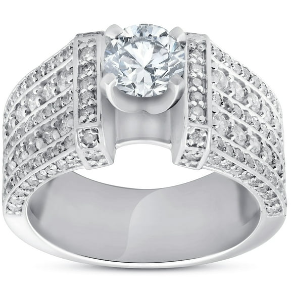 Pompeii 2 ct Diamond Engagement Ring Wide Multi Row 14k White Gold ((G-H),SI(1)-SI(2))