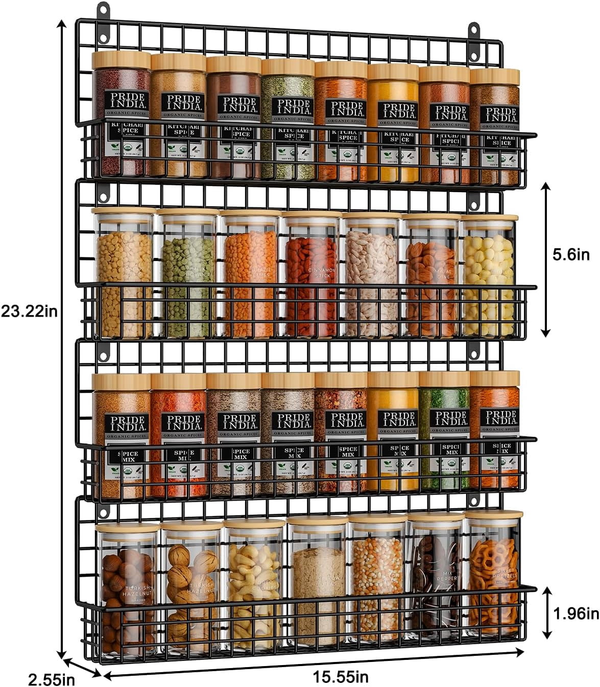 GELYA 4-Pack Wall Mounted Spice Rack - Space-Saving Organizer For Cabinet Or Pantry Door - View #8