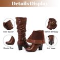 thumbnail image 3 of LOVE STEETLY Women's Knee High Slouchy Chunky Heel Boots, Side Zipper Round Toe Faux Leather Casual Comfort Versatile Boot, 3 of 7