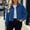 *Blue, variant on ClodeEU Women's Lapel Long Sleeve Button Down Cropped Corduroy Jacket,Casual Loose Coat Army Green,Women's Plus L