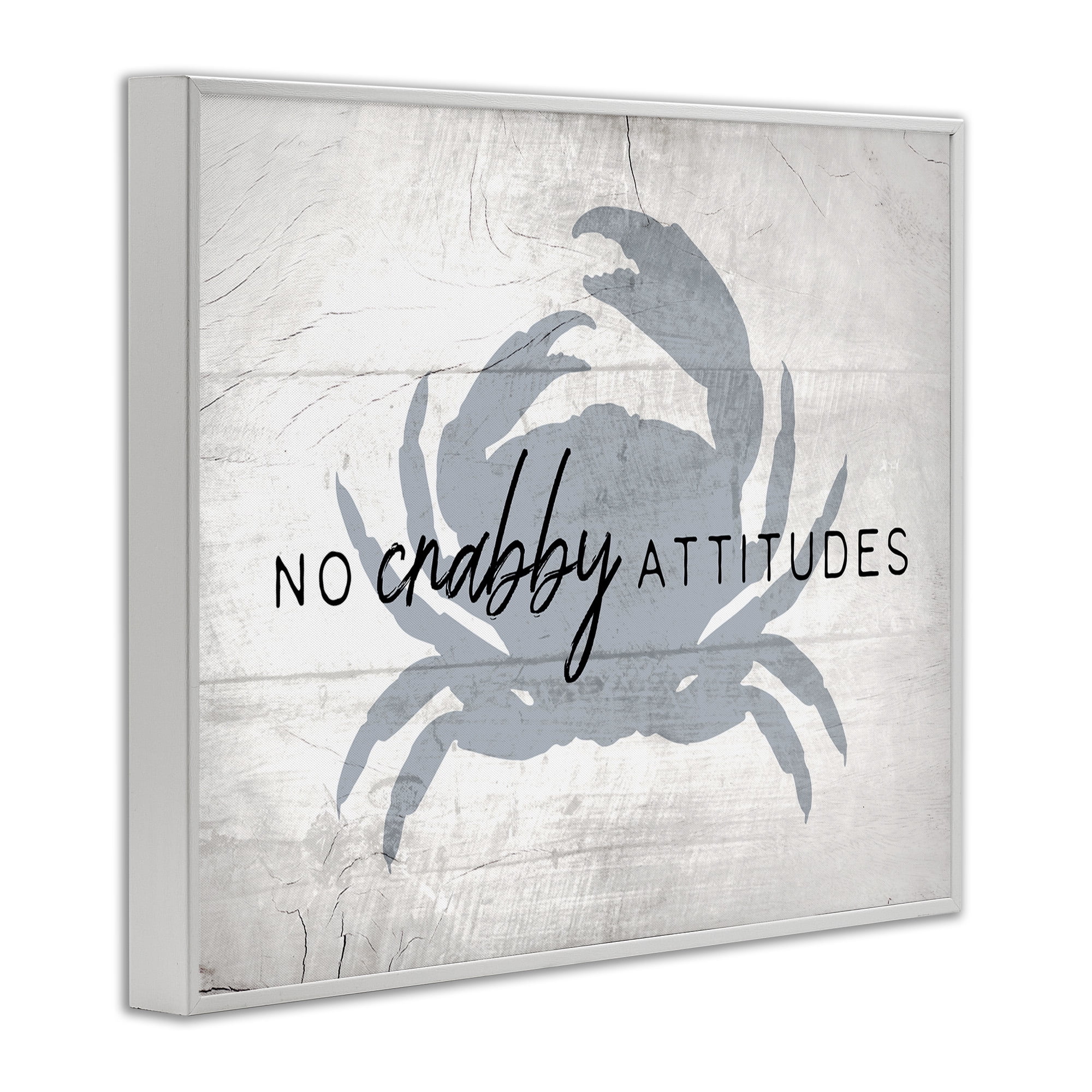 Stupell Industries No Crabby Attitudes Phrase Typography Painting White Framed Art Print Wall Art, 14 x 11