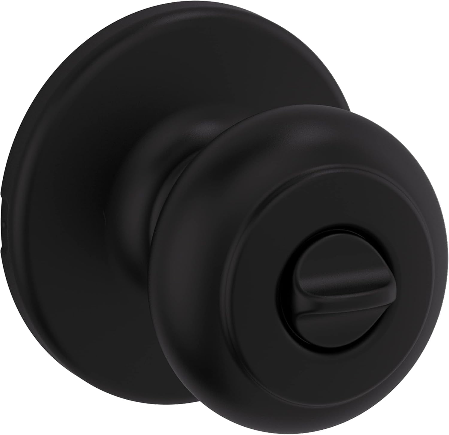 Cove Interior Privacy Door Knob with Lock, Door Handle For Bathroom and Bedroom, Matte Black Keyless Turn Lock Doorknob