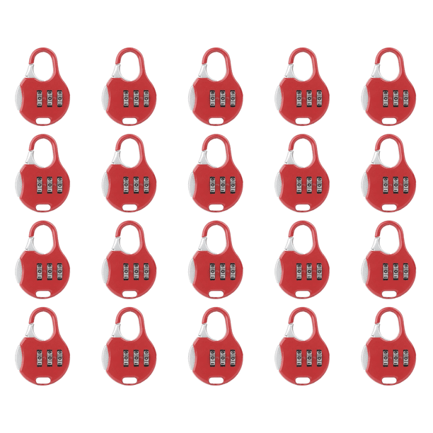 20uds. Bloqueo de contraseña Combinación de código de 3 dígitos Mochila antirrobo Rojo