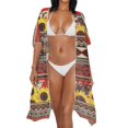 thumbnail image 3 of HELLHERO Breathable Long Kimono Swimsuit Cover Up for Summer High Quality Fabrics Lightweight Bathing Suit Cover Up Sunflower Geometric Stripe, 3 of 6