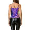 thumbnail image 4 of INSPIRE CHIC Women's Sequin Spaghetti Strap Crop Camisole Tank Tops L Blue Purple, 4 of 9