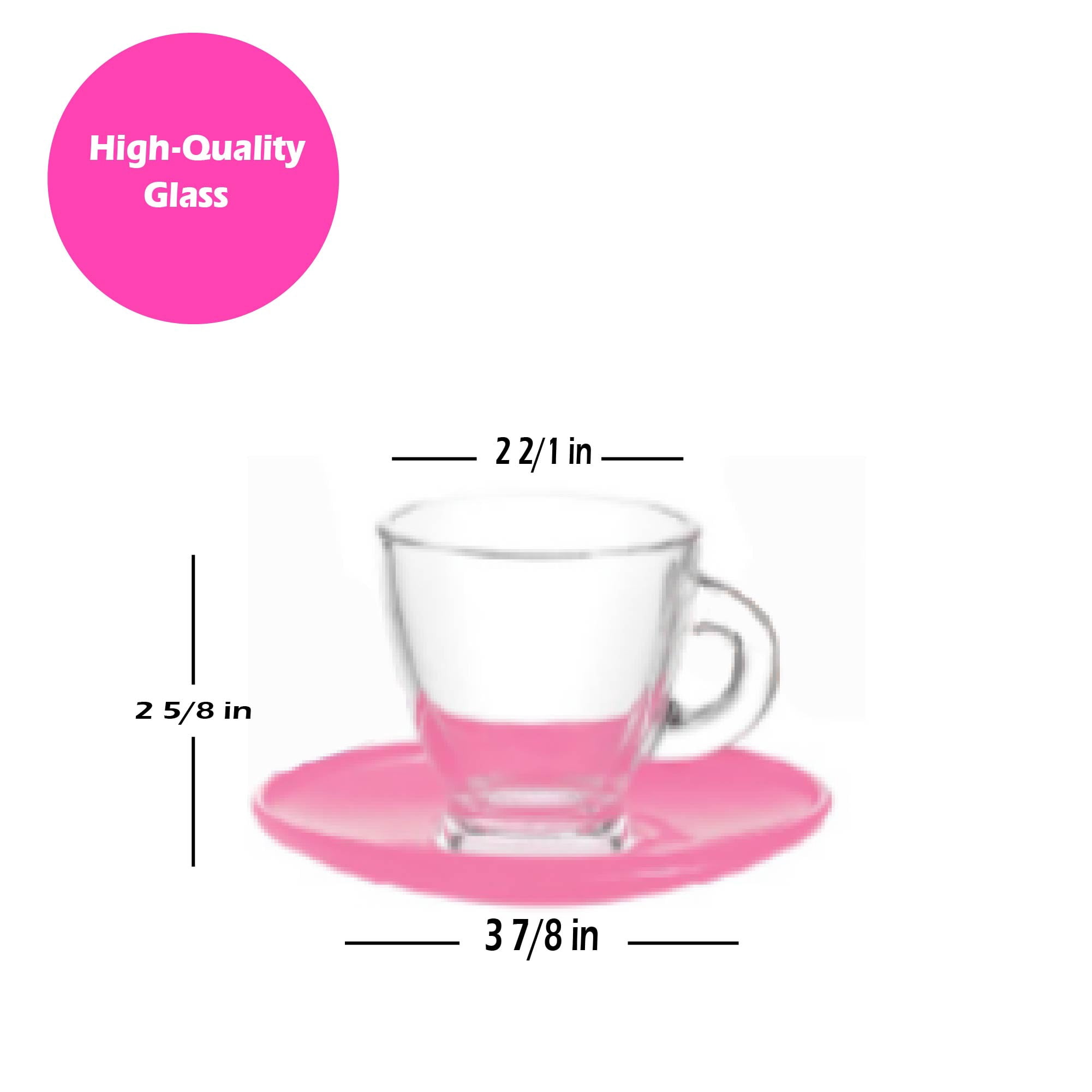 LAV Roma Colored Coffee Cup Set with Saucers, Espresso Cups with Saucers, 12 Pcs, 3.25 Oz (95 cc)