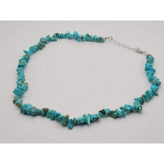 Turquoise Chip Choker Necklace Silver tone Gorgeous Choker
