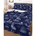 thumbnail image 3 of Quilts Full Size Bedding Set, Nautical Ship Lightweight Quilted Comforter, Blue Vintage Coastal Ocean Lighthouse Map Soft Reversible Bedspread Coverlet with Pillow Covers for All Season, 78" x 90", 3 of 7