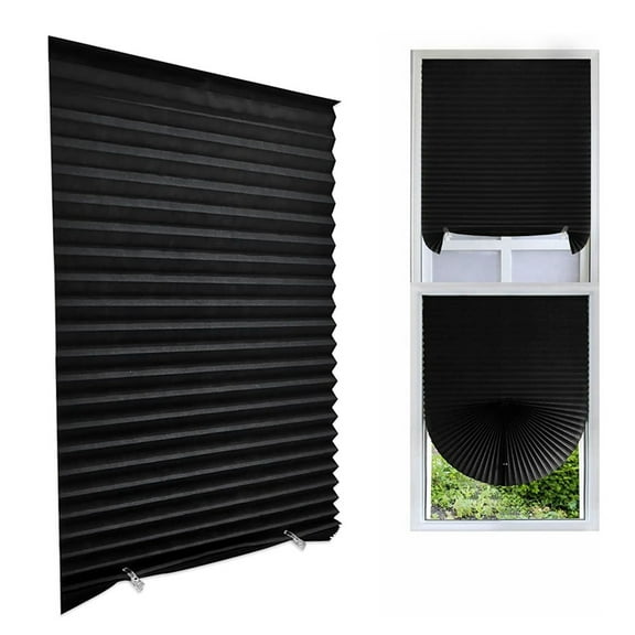 2 x Blackout Pleated Fabric 4 x Clip-Black