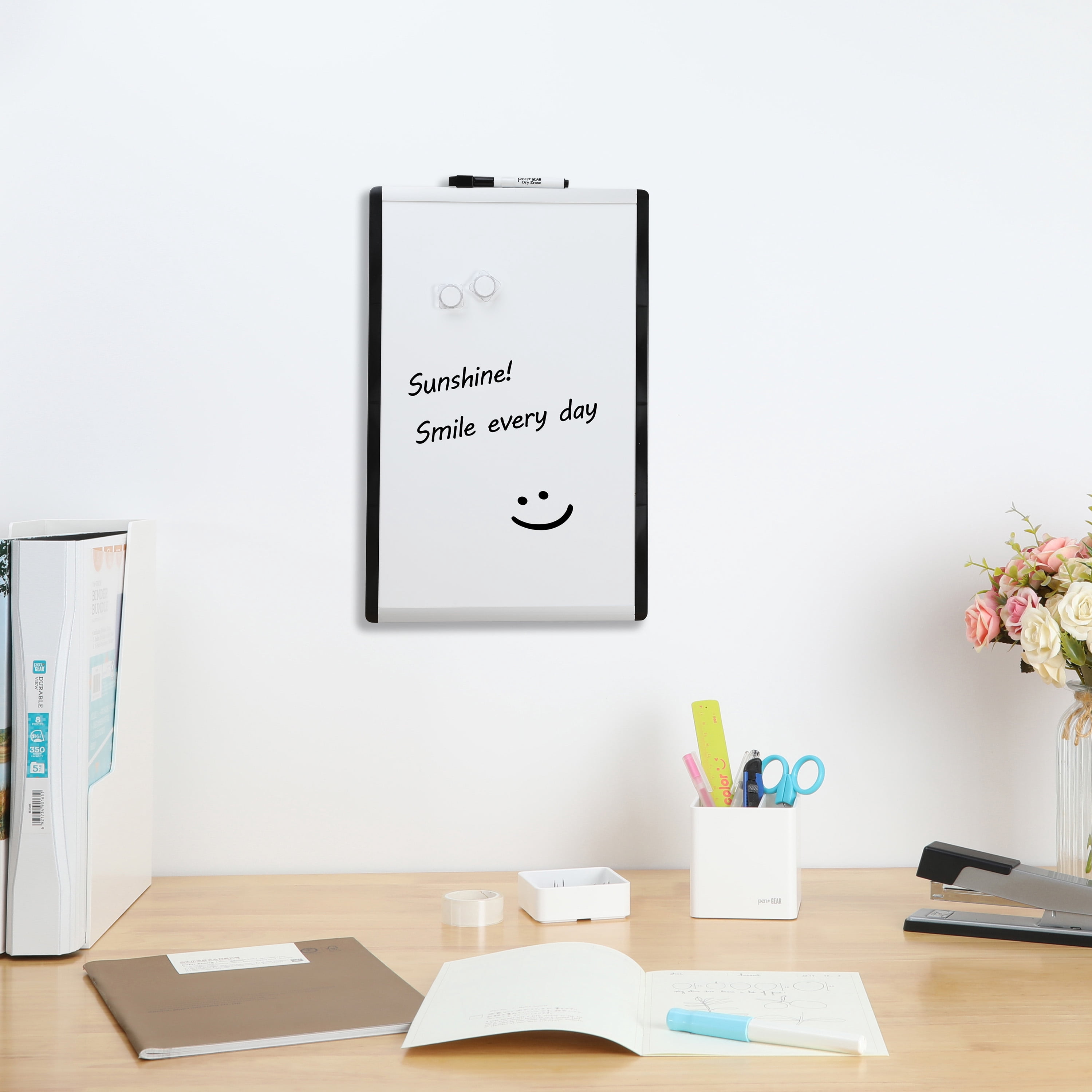 Pen + Gear Dry Erase WhiteBoard, 11” x 17” ,  Black, Plastic and Alu Frame.