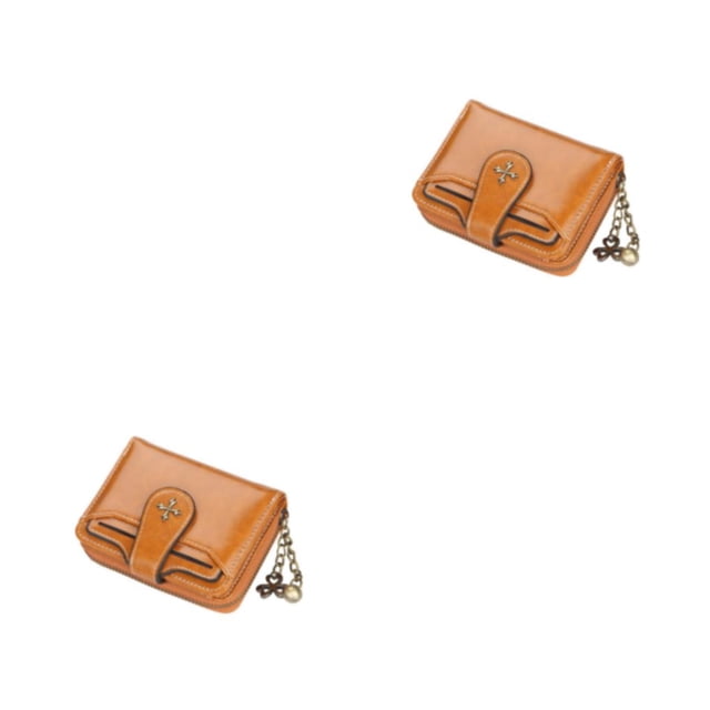 Minnieouse Cartera de mujer moda PU cuero mujer monedero cremallera señoras multifunción dinero bolsa monedero tarjetero bolsa marrón Marrón 2piezas